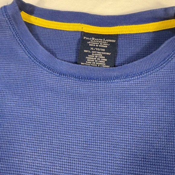 Polo‎ Ralph Lauren Mens XL Blue Long Sleeve Sleepwear Pajama Top Thermal - Picture 2 of 11